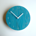 Faux Bois Blue Wall Clock with Numerals