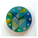 Grid Blue/Green Wall Clock with Numerals