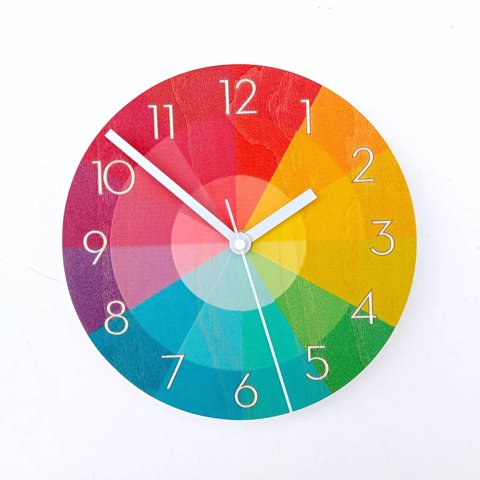 Rainbow Color Swatch Wall Clock with Neutra Numerals