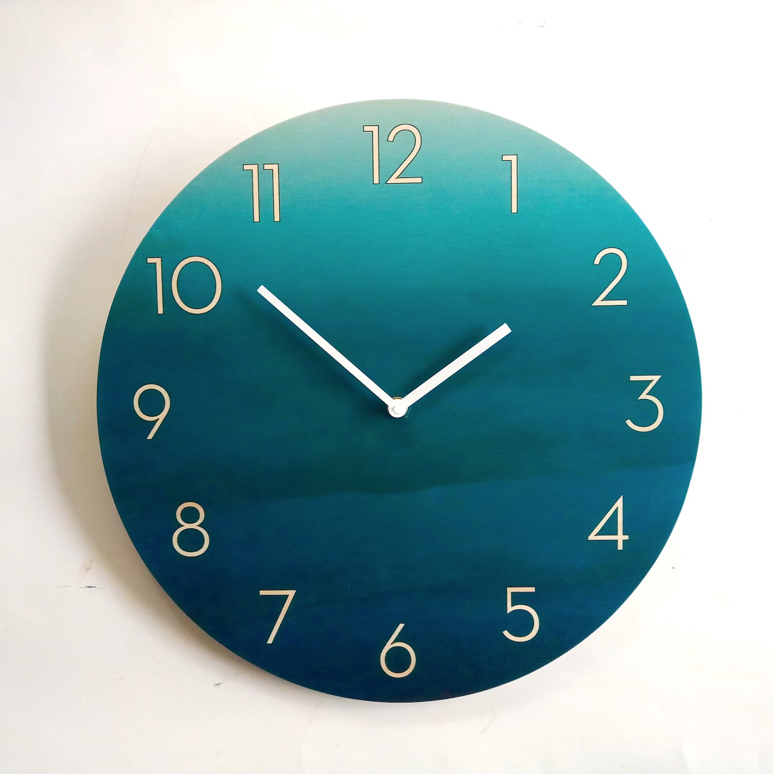 Ombre Teal Wall Clock with Neutra Numerals